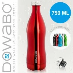 Dowabo - Doppelwandige Isolierflasche - Rot 750 Ml