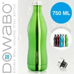 Dowabo - Doppelwandige Isolierflasche - Grün 750 Ml