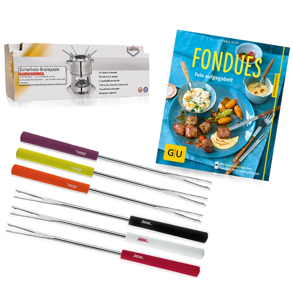 Küchenprofi/Spring - Fondue-Zubehör-Set + Fondue Buch 1 Küchenprofi/Spring - Fondue-Zubehör-Set + Fondue Buch