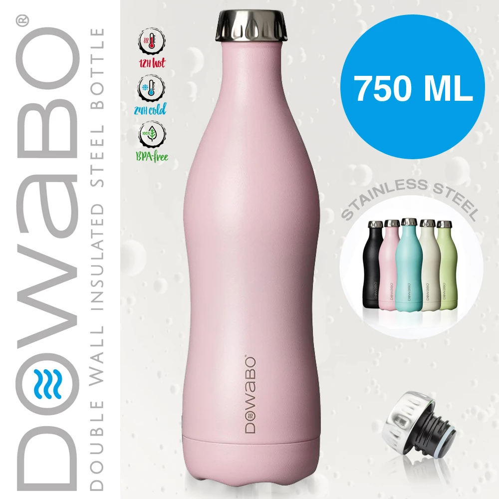 Dowabo - Doppelwandige Isolierflasche - Flamingo 750 Ml 1 Dowabo - Doppelwandige Isolierflasche - Flamingo 750 Ml