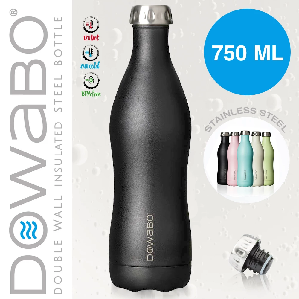 Dowabo - Doppelwandige Isolierflasche - Black Sun 750 Ml 1 Dowabo - Doppelwandige Isolierflasche - Black Sun 750 Ml
