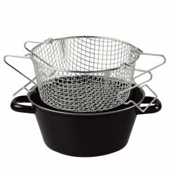 Riess Emaille Riess CLASSIC - Schwarzemaille - Pommes-Frites Pfanne Mit Einsatz